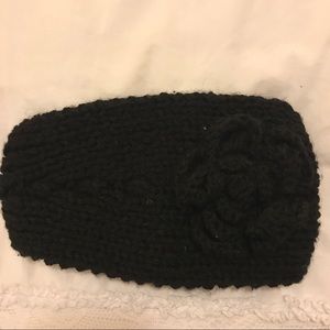Black Floral Knit Headband